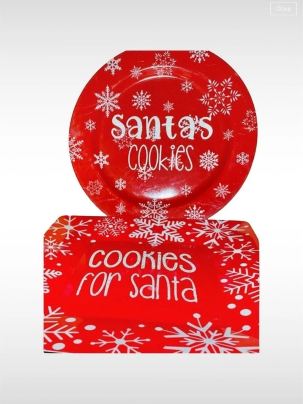 Santa's Cookies Holiday Decor Red & White Plates